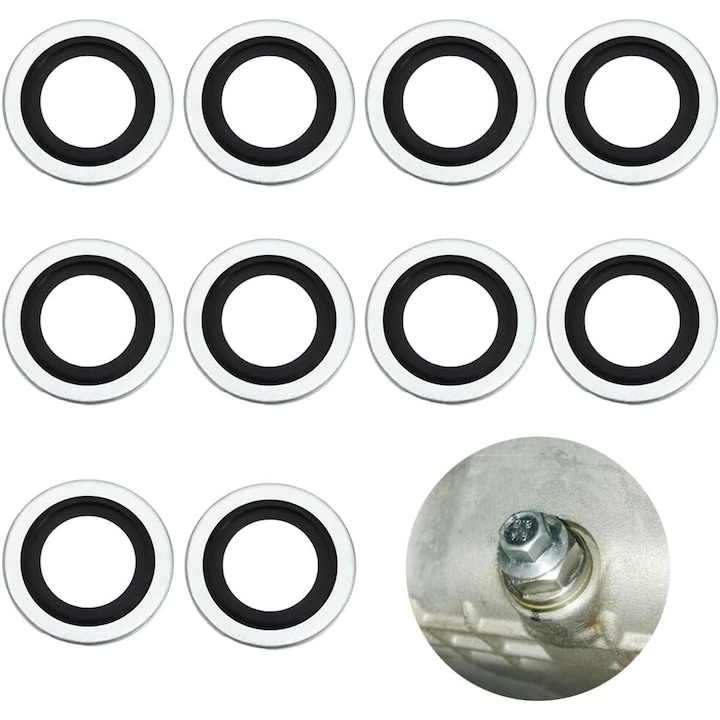 Olajsapka tömítések, Baisirui, 10 darabos készlet, alumínium, 24x16x2mm