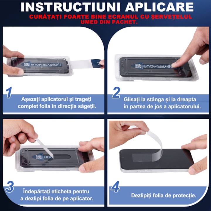 Стъклено фолио със смарт апликатор, съвместимо с Apple iPhone 16E – лесно поставяне за 5 секунди, първокласно качество, висока твърдост 9H, закалено стъклено фолио, против пръстови отпечатъци, професионален 3D протектор за екран на телефон, EasyArmour