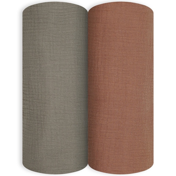 Пелени за бебета ZHONYEE, комплект от 2 части, 110x110 см, каки и кафяво, памучен тюл