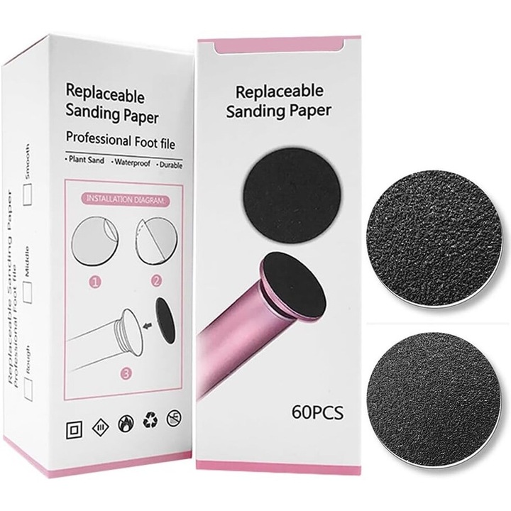 Комплект от 60 1,7" абразивни дискове за електрическа машина, 30 фини и 30 груби