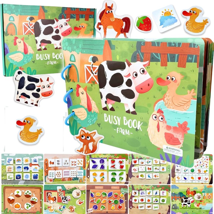 Jucarie Montessori educativa, MzcrJosv ®, tabla de activitati ferma, stimulare creativitate si atentie, dezvoltare senzoriala, culori vii, potrivita pentru copii 3+ ani