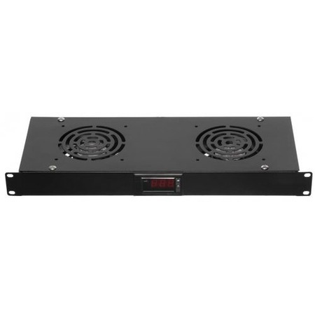 Netrack rack-mounted fans 19'' 2F with cable and thermostat, black ...
