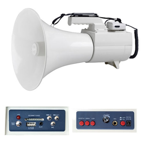 LTC Hangszóró, Professzionális megafon, Erős, 45 W, USB / SD, Sziréna 