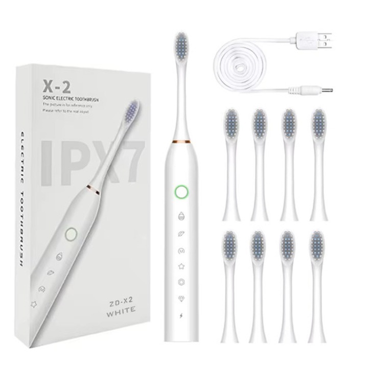 Periuta de dinti electrica, sonica, 42.000 de miscari pe minut, IPX7 rezistenta la apa, 6 moduri de functionare - BELISMILE alb