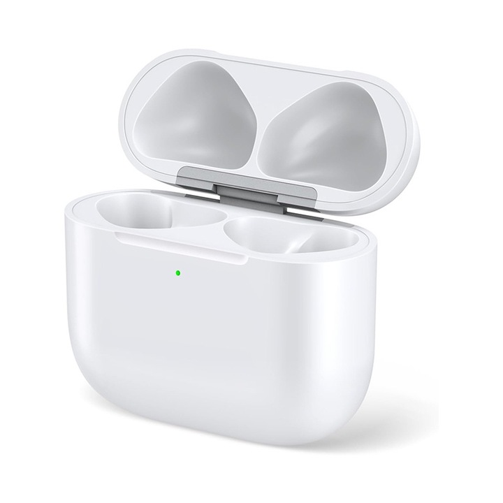 Carcasa incarcare casti, Potrivit pentru AirPods 3 generatie, USB-C, Bluetooth, 620 mAh, Identificare inteligenta, Pop-up pairing, Material PVC, Alb