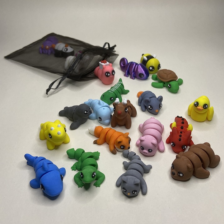 Jucarii Flexibile, Set 20 Zigluti, Animalute, Multicolor