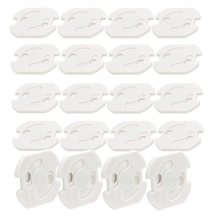 Set de 20 dispozitive de siguranta pentru prize, Siguranta pentru bebelusi si copii, alb, universal