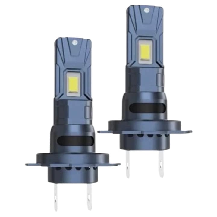 Set 2 becuri LED auto H7, Ventilator integrat 12000 RPM, 20000 lm, 70 W, 6500 K