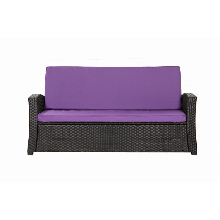 Perna canapea exterior de gradina, Setgarden, sezut 130 x 60 si spatar 130 x 50 cm, perna pentru mobilier canapea polyrattan, Violet
