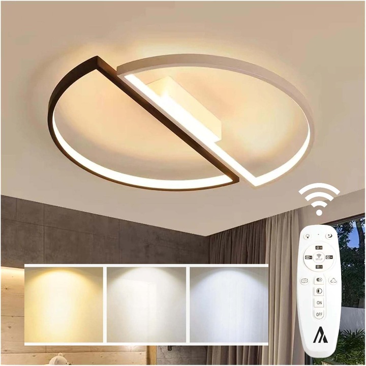 LED полилей Модерни полукръгове с дистанционно управление 47W метална студена/топла/неутрална светлина Димируемо черно и бяло