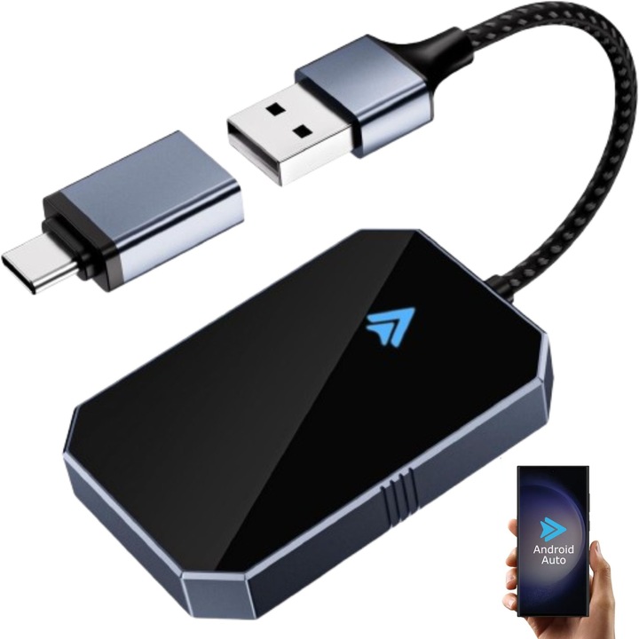 goBERA, vezeték nélküli Android Auto modul, gyári Android Auto kábeles autókhoz, Android Auto Adapter, 5Ghz WiFi, Bluetooth 5.3, AI processzor, Android 11+ rendszerrel kompatibilis, Automatikus csatlakozás, Plug and Play, Fekete