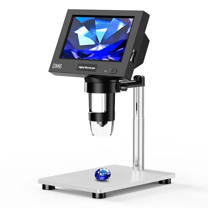 WALALLA digitális mikroszkóp, 50x-1000x, 4,3" LCD képernyő, 8 LED megvilágítás, fekete/fehér