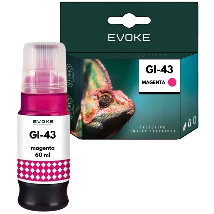 Canon мастилена касета GI43 magenta, 60 ml, 3700 страници, GI-43 червена, съвместима с Pixma G540, G640