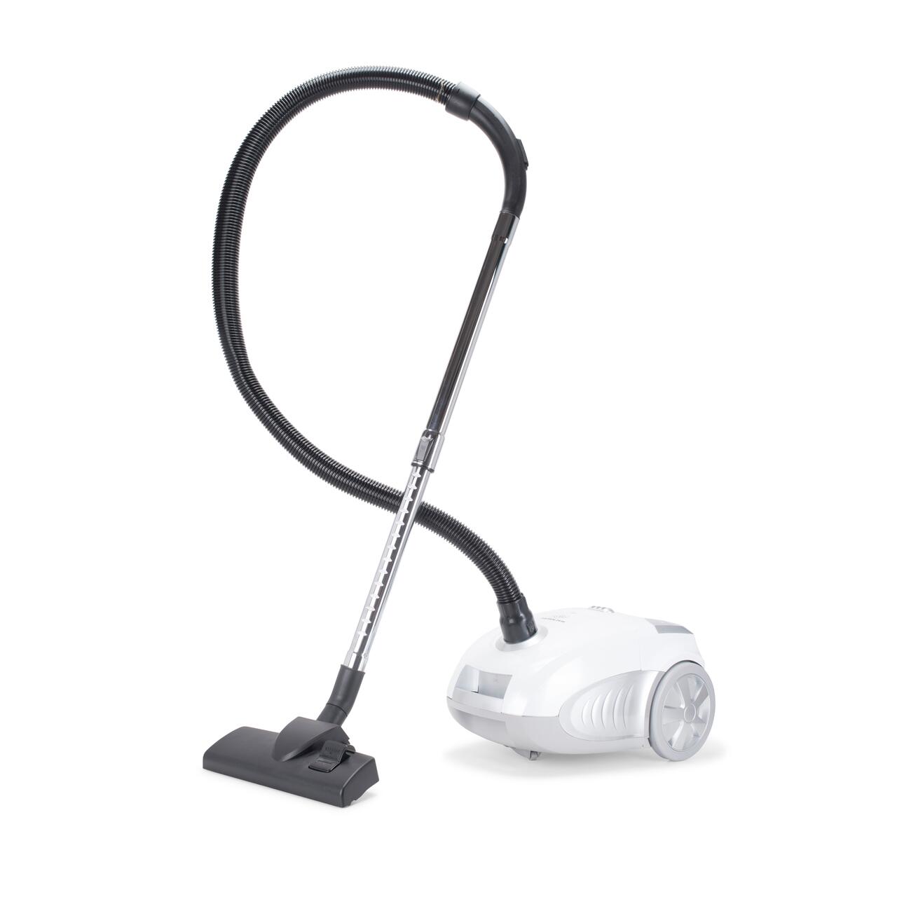 Aspirator cu sac HAUSBERG HB-2877AB, 800 W, Nivel zgomot 82 dB, Aspirare uscata, Protectie motor, Sistem de rulare a cablului, Lungime cablu 5, 4 L, Alb/Gri