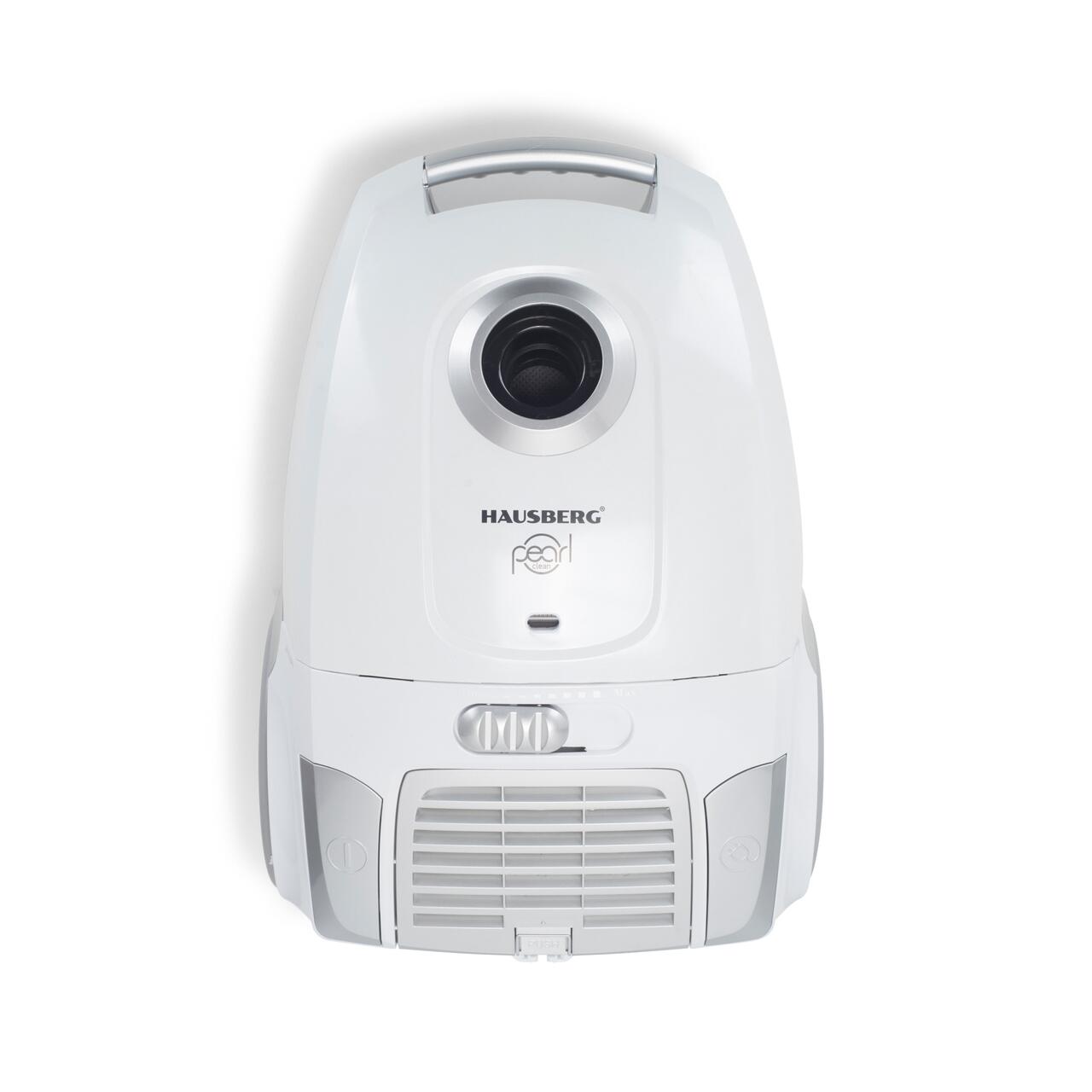 Aspirator cu sac HAUSBERG HB-2877AB, 800 W, Nivel zgomot 82 dB, Aspirare uscata, Protectie motor, Sistem de rulare a cablului, Lungime cablu 5, 4 L, Alb/Gri