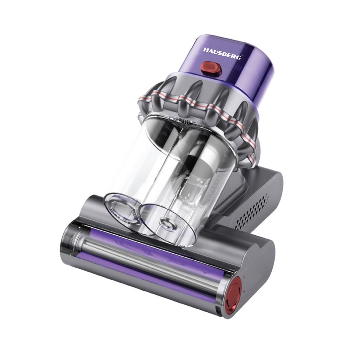 Aspirator UV antiacarieni cu afisaj digital multifunctional HAUSBERG HB-2022MV, 600 W, sterilizare UV, ioni negativi, purificare cu ultrasunete, Mov-Gri