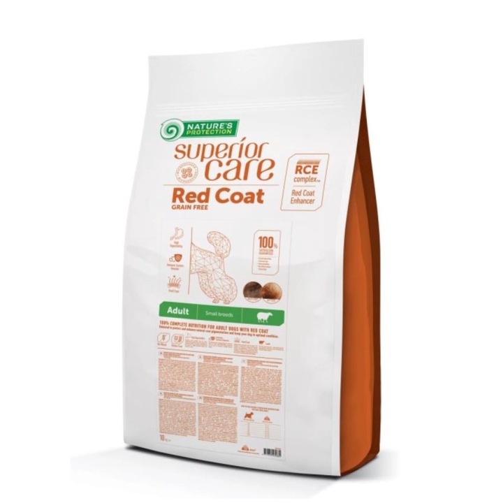 Hrana pentru caini cu blana rosie Nature's Protection Red coat, Pentru rase mici, Cu miel, 10kg