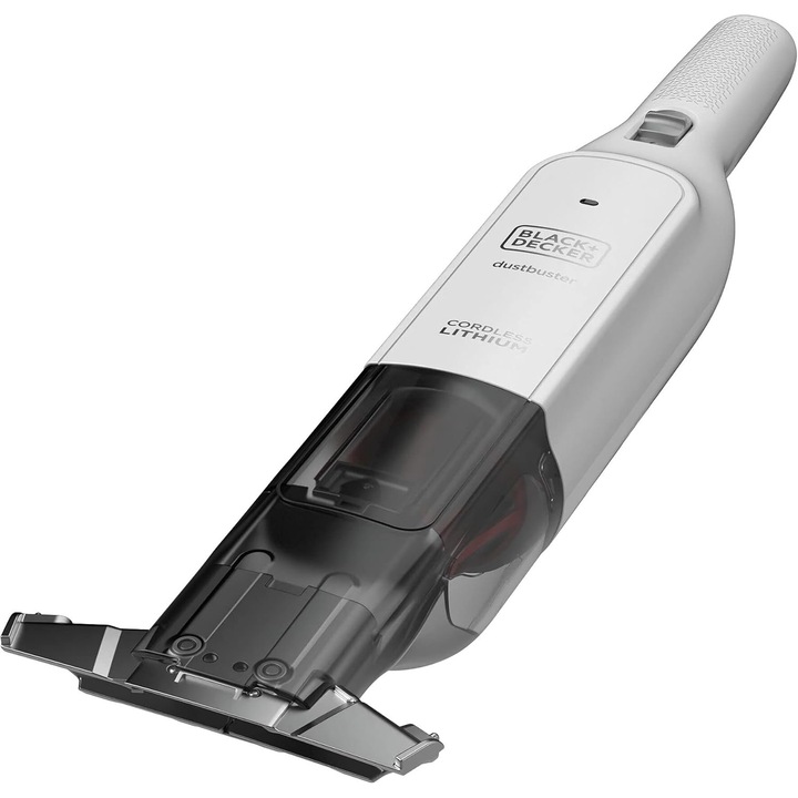 Aspirator de mana BLACK+DECKER HLVC315B11, 12 V, 0.2 L, autonomie 11 minute, alb-negru