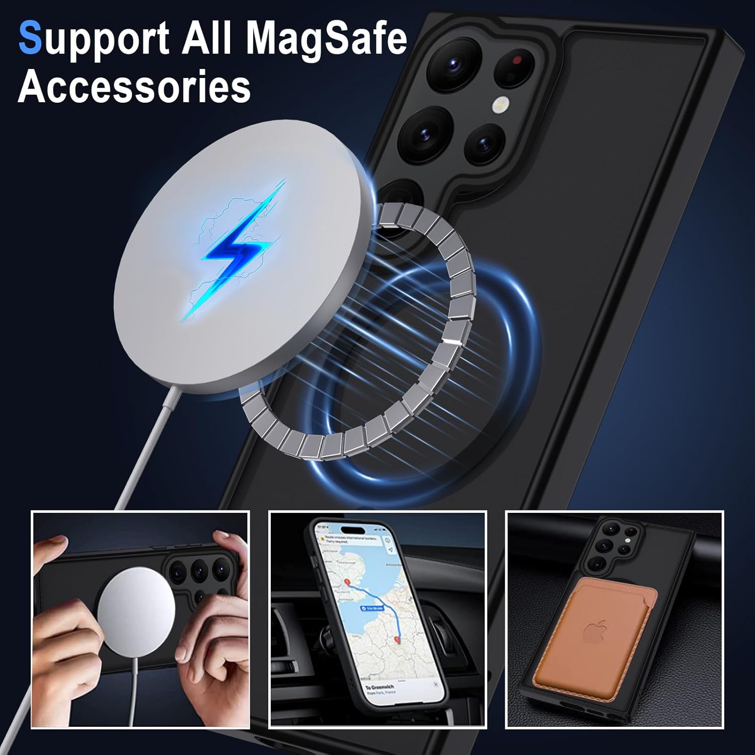 Husa compatibila cu Samsung S21Plus, Tehnologie Magsafe, cu protectie de camera, Negru