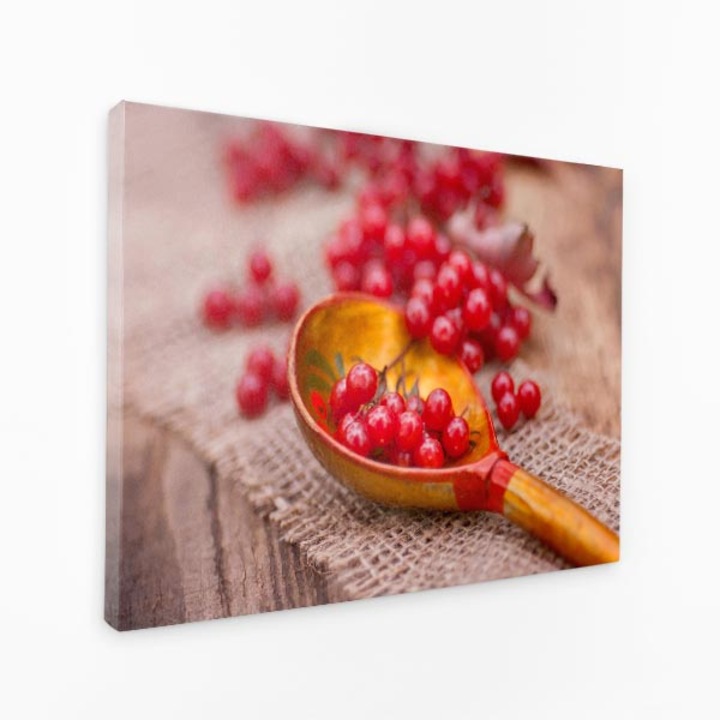 Комплект от три щампи на платно - кошница с горски плодове, златна лъжица - 150x100 см