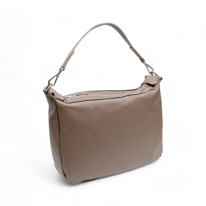 Geanta De Mana Felaco-M Cappuccino Din Piele Pentru Femei