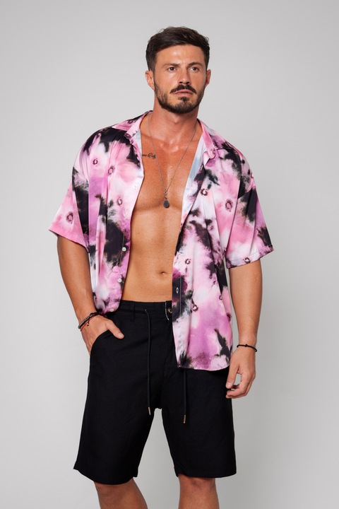 Rövid ujjú ing fekete/rózsaszín 13622, Fekete