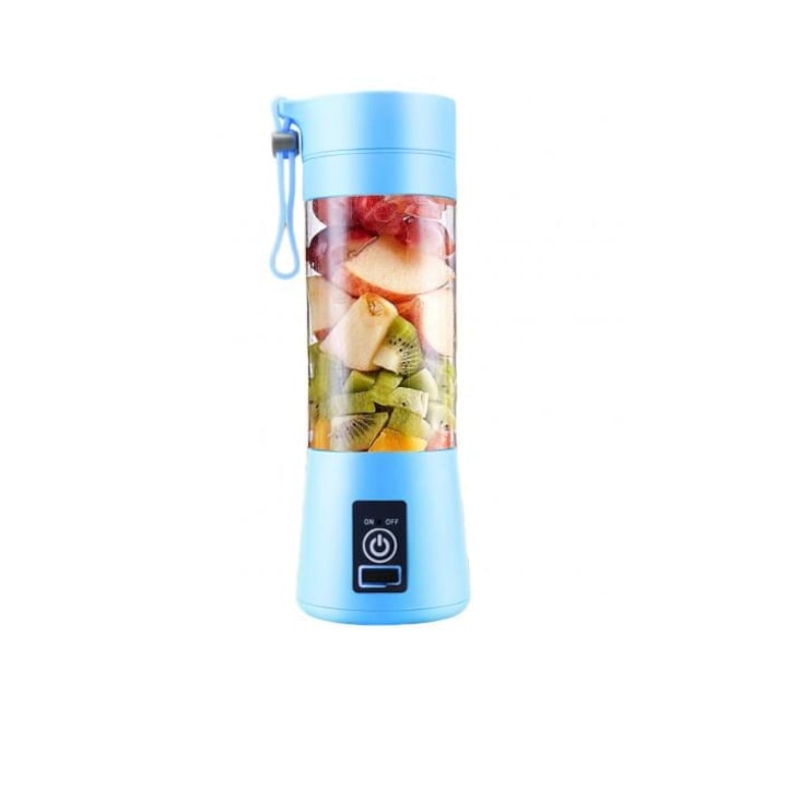 Mini Blender Portabil 4 in 1, electric, pentru prepararea de sucuri, 4 lame Pentru Calatorie, Incarcare USB, 1500 Mah, albastru