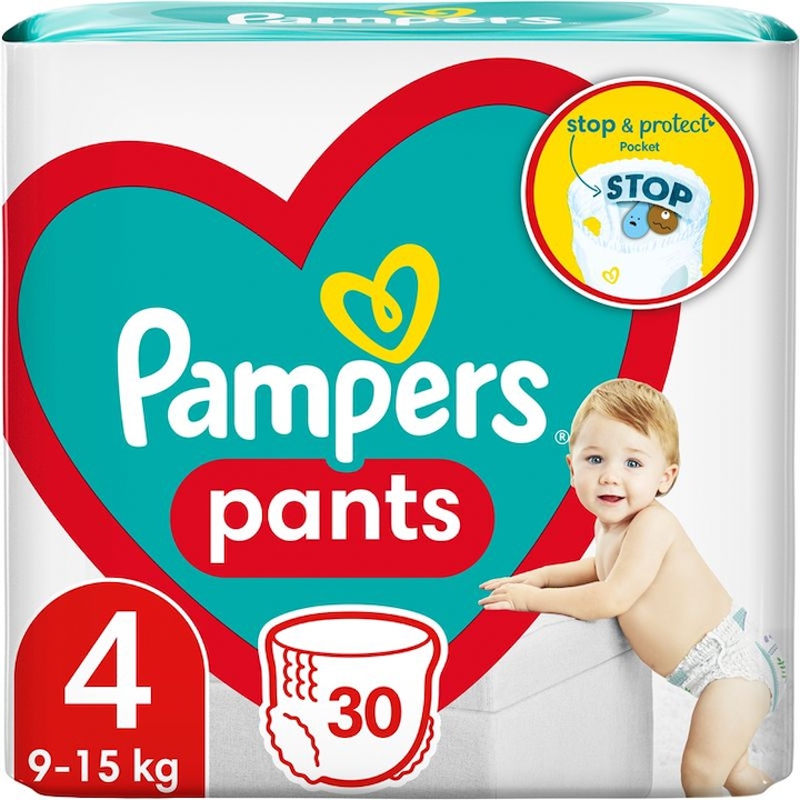 Пелени Pampers Pants baby-dray, големи опаковки Размер 4, 9-15 кг, 90 бр.