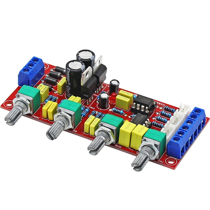 Preamplificator audio corector de ton Hi-Fi NE5532 cu reglaj de ton, inalte, medii si joase