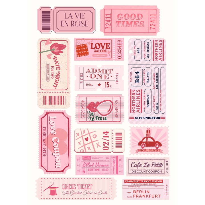 Tablou print pe canvas " Pink ticket " PE 14 40x60 cm