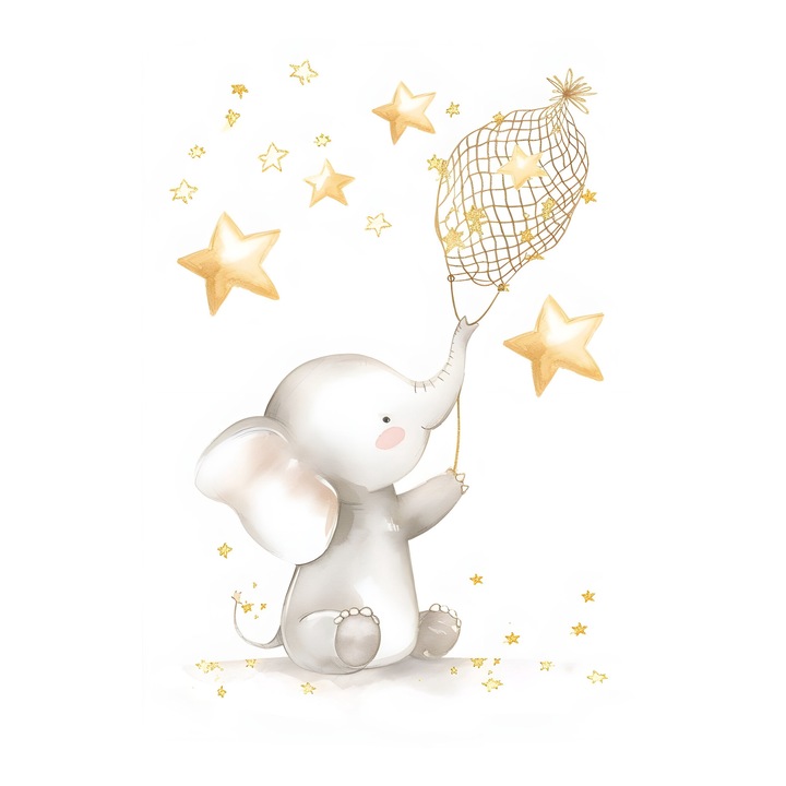 Tablou camera copil, print pe canvas " Elefant " N_THP_V 122 40x60 cm