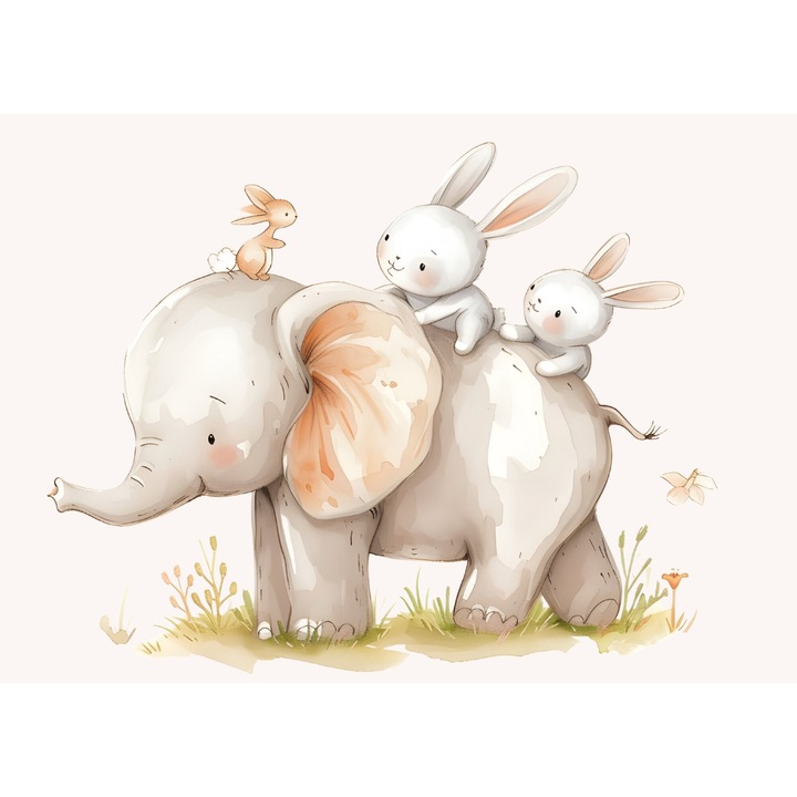 Tablou camera copil print pe canvas " Two bunnies " N_thp_H 38 60x40 cm