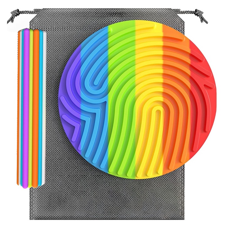 Placa cu activitati senzoriale pentru copii, Momcbebe, pentru ameliorarea stresului, calmare, concentrare, ADHD si autism, exercitiu coordonare mana-ochi, 16,8x16,8x1,3cm, culoare