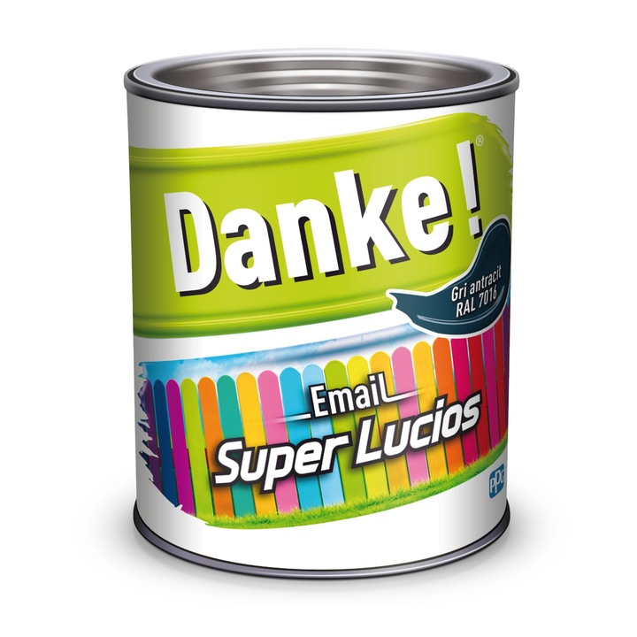 Email pe baza de solvent Danke, pentru lemn si metal, gri antracit, aspect superlucios, 0.75 L