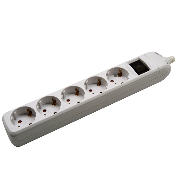 Multipriza 5P cu intrerupator, fara fir, alb, Lexman