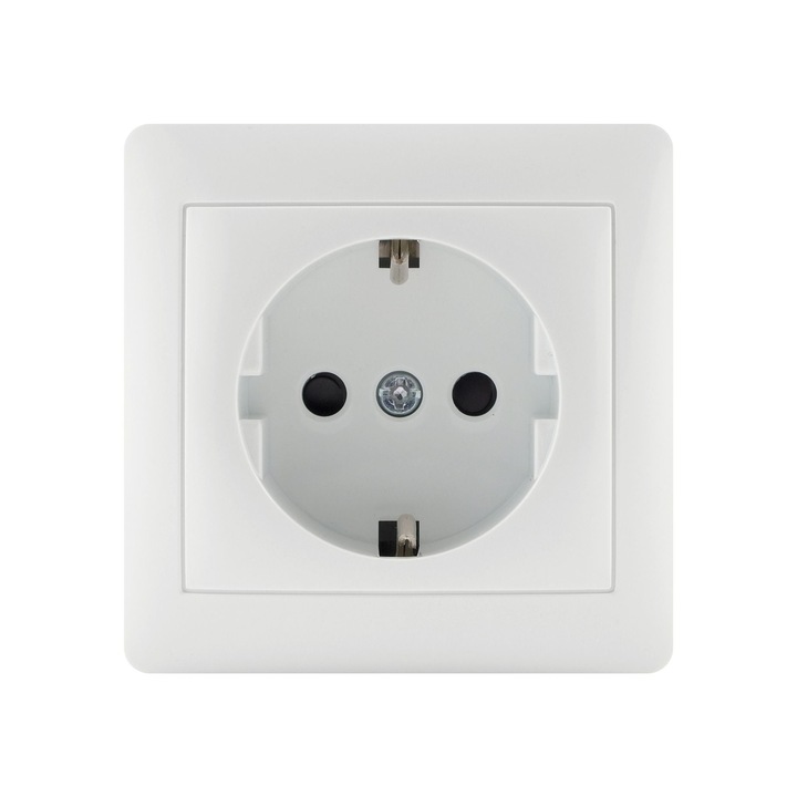 Priza schuko simpla Lexman, montaj aplicat, interior, IP20, alba