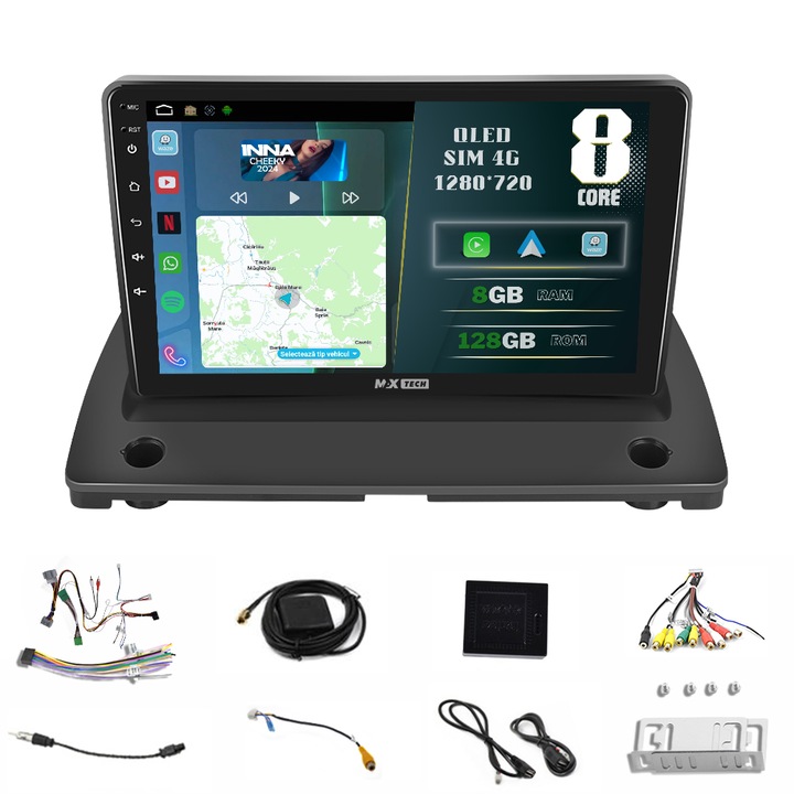 Navigatie Volvo XC90 ( 2004 - 2014 )dedicata Android 13 si Carplay, MaxTech®, ecran de 9'' QLED, 8 GB RAM 128 GB ROM, DSP, EQ, RDS, functii Sim 4G, GPS, WIFI, Bluetooth, Waze, MirrorLink