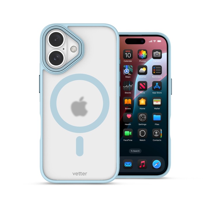 Husa pentru iPhone 16, Clip-On Hybrid, Matt, MagSafe Compatible, Albastru