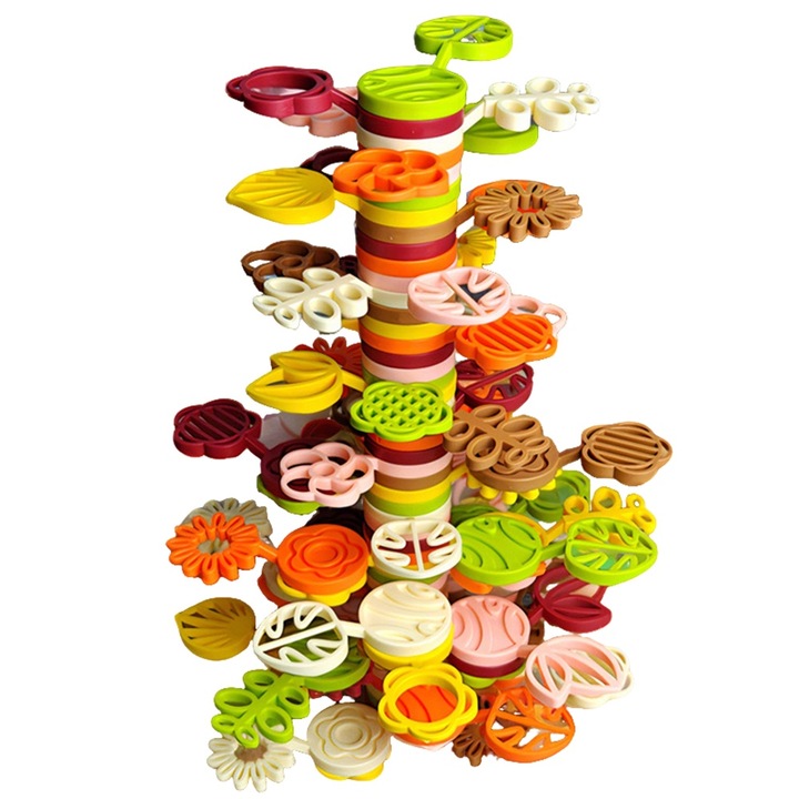 Set de blocuri de constructie colorate, 70 piese, 22x15.5x7cm, educatie echilibru, dezvoltare cognitiva