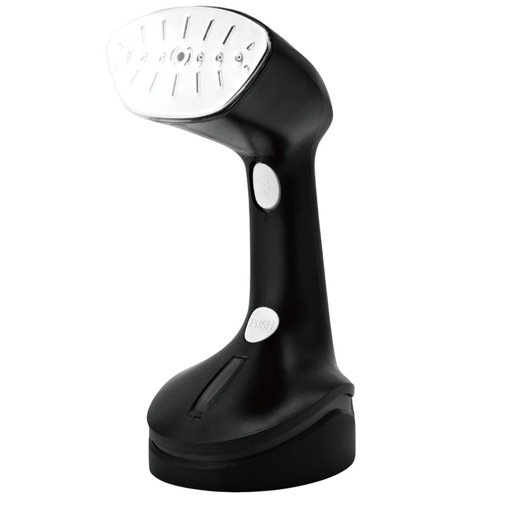 Függőleges vasaló HAUSBERG HB-7901NG, 1200-1400W, 200 ml-es kivehető tartály, rozsdamentes lemez, gőz 18g/perc, be-/kikapcsoló gomb, Fekete