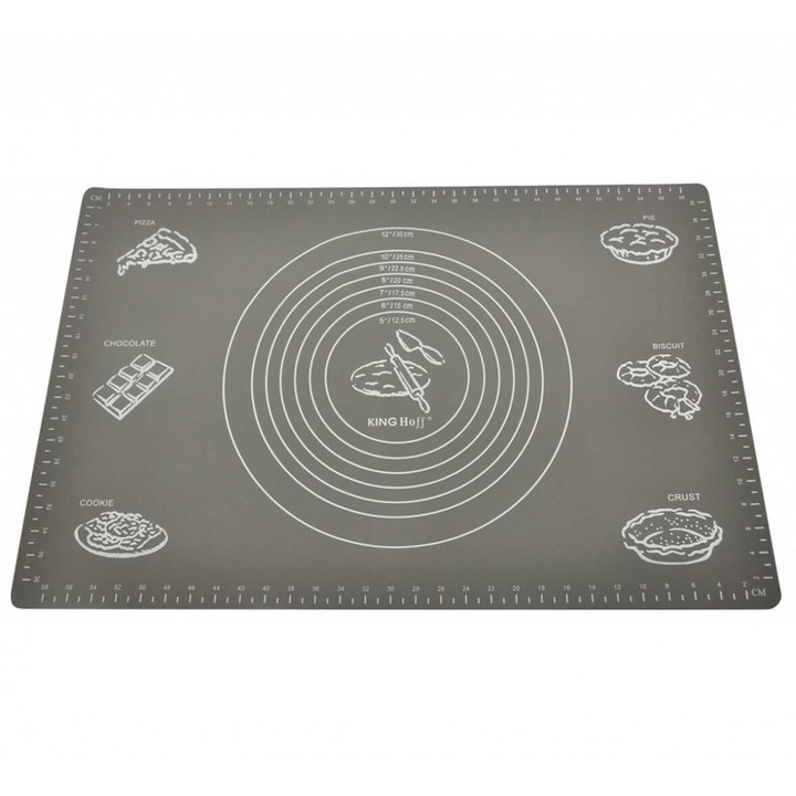 Plansa siliconica pentru framantat, KINGHOFF, 60x40cm, gri, rezistenta la temperaturi extreme