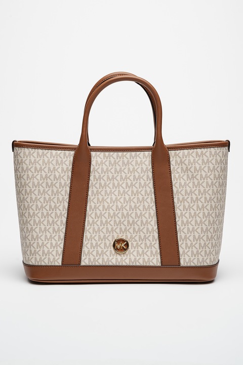 Michael Kors, Geanta shopper cu logo si bareta detasabila Luisa, Maro, Crem
