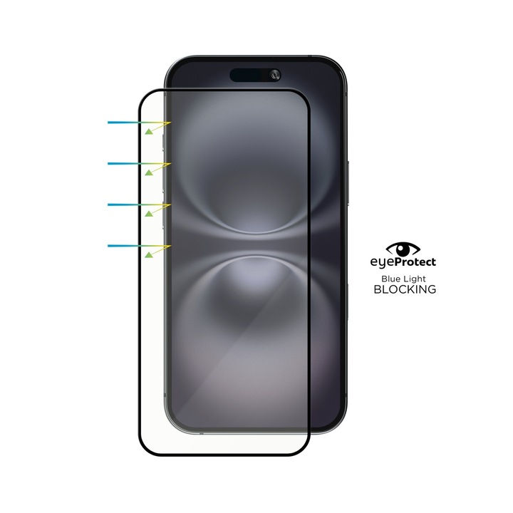 Folie iPhone 16 Plus, Eye Protector, Blue Light Blocking Tempered Glass