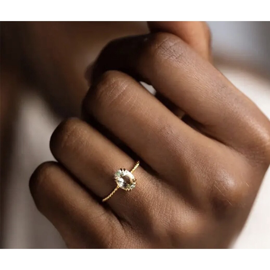 Inel din argint 925 aurit cu piatra verde din zirconiu