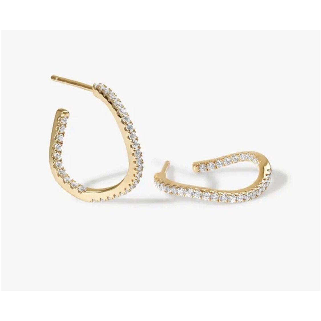 Cercei din argint 925 aurit valuri cu pietre din zirconiu