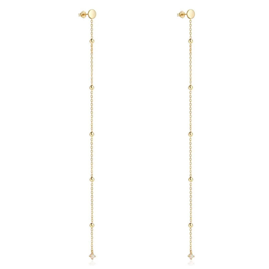 Cercei din argint 925 aurit din lant cu pietre din opal