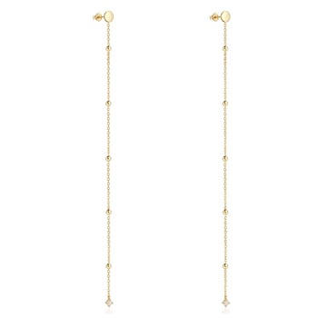 Cercei din argint 925 aurit din lant cu pietre din opal Cercei din argint 925 aurit din lant cu pietre din opal