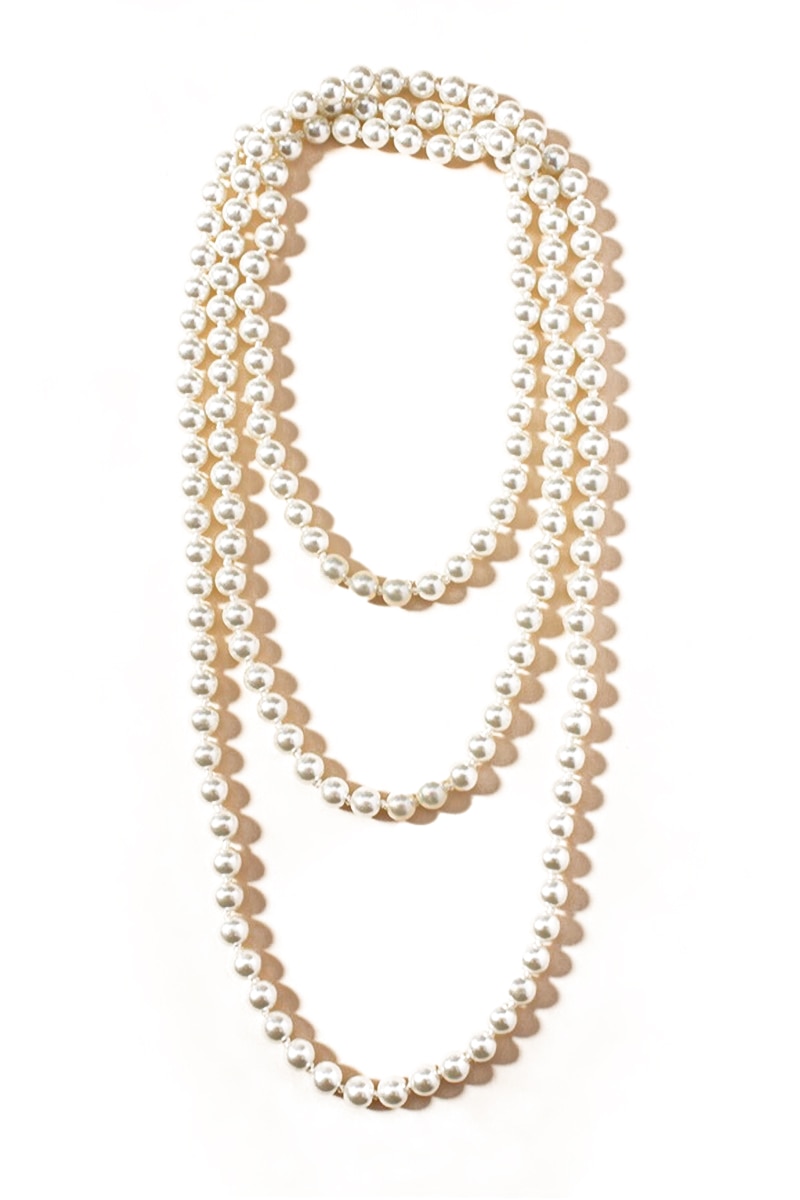 Colier lung din perle artificiale, Alb perlat, SHEIN