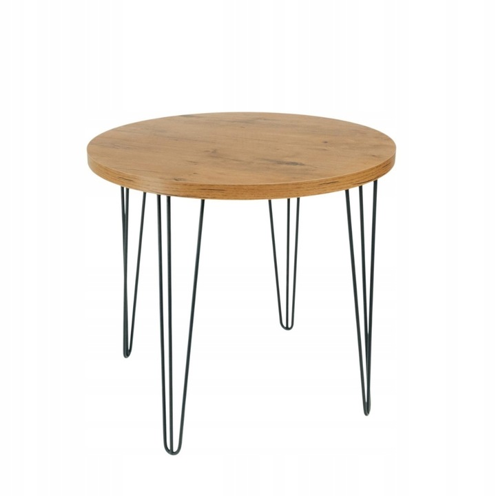 Кръгла маса, ZDESK, HAIRPIN, 80 см, дебелина 36 мм, бежово/черно