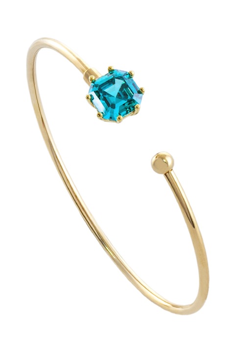 OXETTE, Bratara placata cu aur de 18K si decorata cu piatra zirconia, Auriu